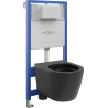 Mexen paslėptas WC Fenix Slim rėmo komplektas su WC dubeniu Carmen, juodas matinis - 6103388XX85
