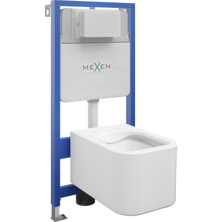 Mexen Elis paslėptas WC rėmo Fenix Slim komplektas su WC dubeniu, baltas blizgus - 6103391XX00