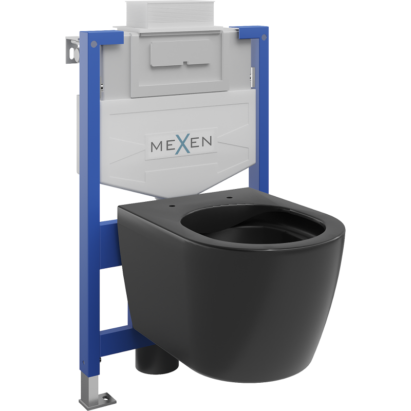 Mexen paslėptas WC rėmas Fenix XS-U su WC dubeniu Carmen, juodas matinis - 6853388XX85