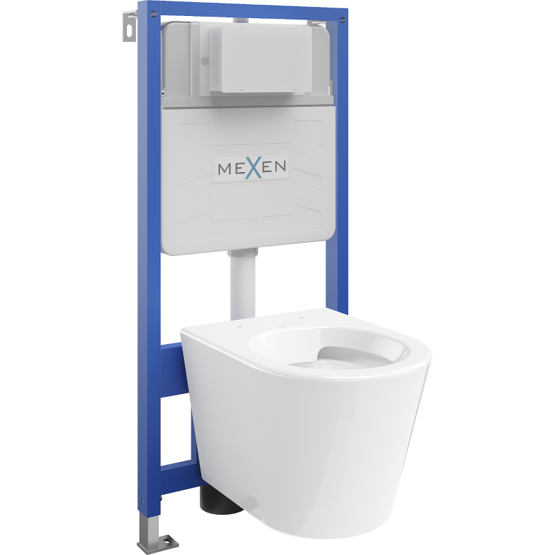 Mexen potinkinis WC komplektas stelažas Fenix Slim su WC unitazu Rico, balta blizganti - 6103372XX00