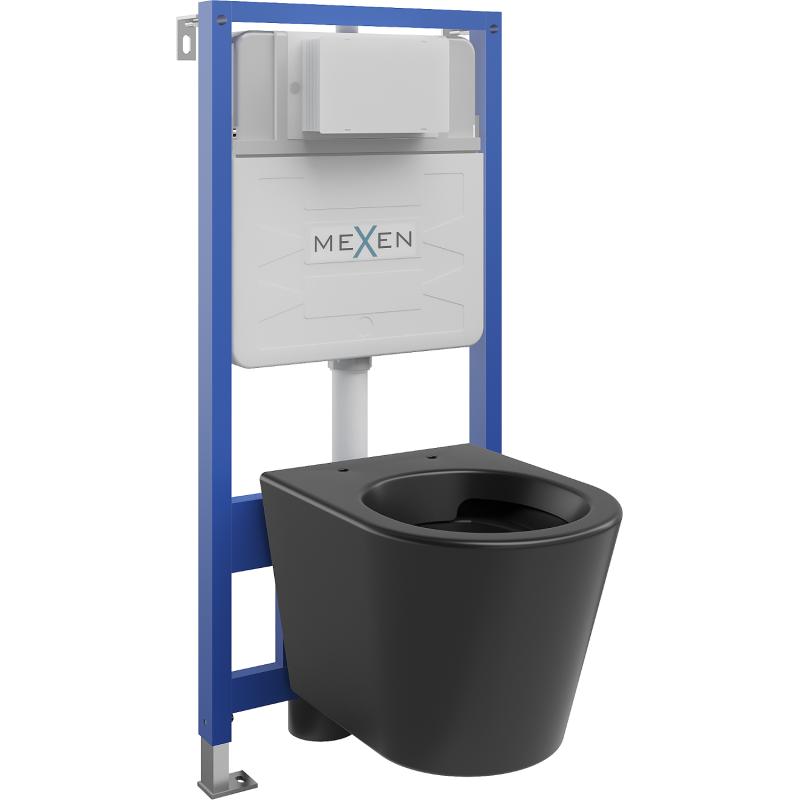 Mexen po montavimo esančių WC rinkinys Fenix Slim su Rico WC unitazu, matine juoda - 6103372XX85