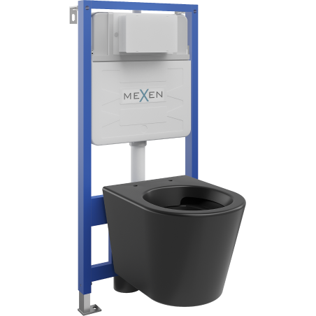 Mexen po montavimo esančių WC rinkinys Fenix Slim su Rico WC unitazu, matine juoda - 6103372XX85