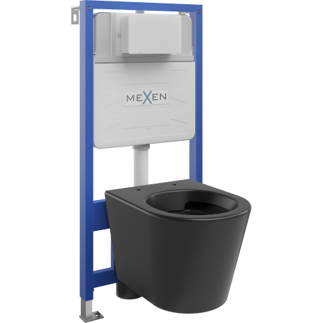 Mexen potinkinis WC rėmo rinkinys Fenix Slim su WC dubeniu Rico, juodos matinės spalvos - 6103372XX85