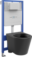 Mexen Rico WC potinkinis komplektas Fenix Slim su WC dubeniu, juodas matas - 6103372XX85