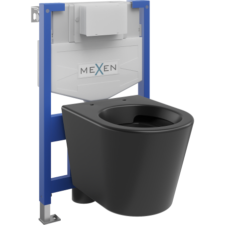 Mexen įleidžiamas tualeto komplektas Fenix XS-F su WC dubeniu Rico, juodas matinis - 6803372XX85