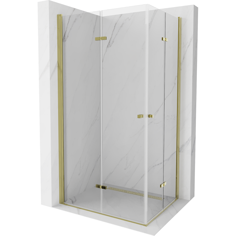 Mexen Lima Duo sulankstomas dušo kabinas 90 x 80 cm, skaidrus, auksinis - 856-090-080-50-00-02
