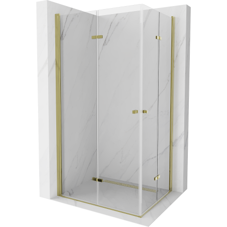 Mexen Lima Dviguba sulankstoma dušo kabina 90 x 80 cm, permatoma, auksinė - 856-090-080-50-00-02