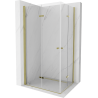 Mexen Lima Duo sulankstomas dušo kabinas 90 x 80 cm, skaidrus, auksinis - 856-090-080-50-00-02