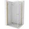 Mexen Lima Dviguba sulankstoma dušo kabina 90 x 80 cm, permatoma, auksinė - 856-090-080-50-00-02