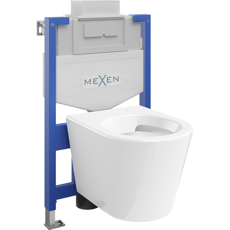 Mexen potinkinis WC rinkinys stelažas Fenix XS-U su WC dubeniu Rico, baltas blizgus - 6853372XX00