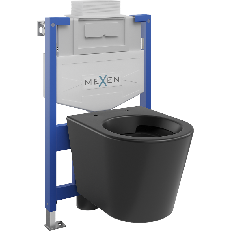 Mexen paketas potinkinis WC stovas Fenix XS-U su WC dubeniu Rico, juodas matinis - 6853372XX85