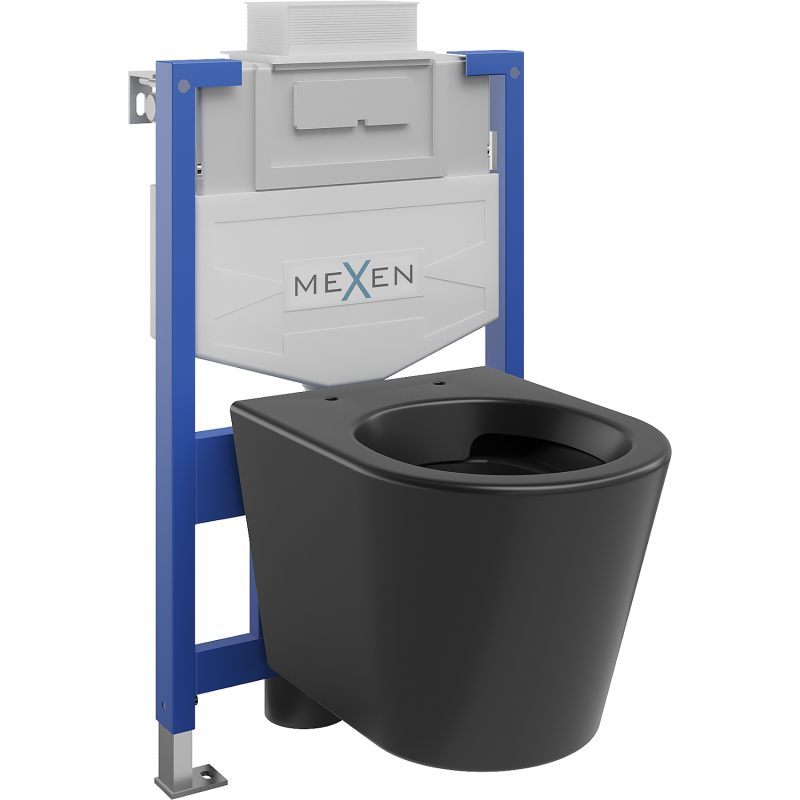 Mexen Rico paslėptas WC rėmas Fenix XS-U su WC dubeniu, juoda matinė - 6853372XX85