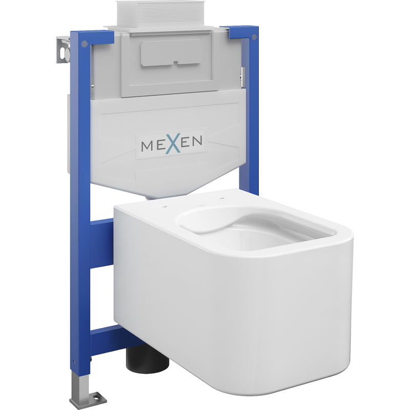 Mexen Elis paketas potinkinis WC stelažas Fenix XS-U su WC dubeniu, blizgus baltas - 6853391XX00