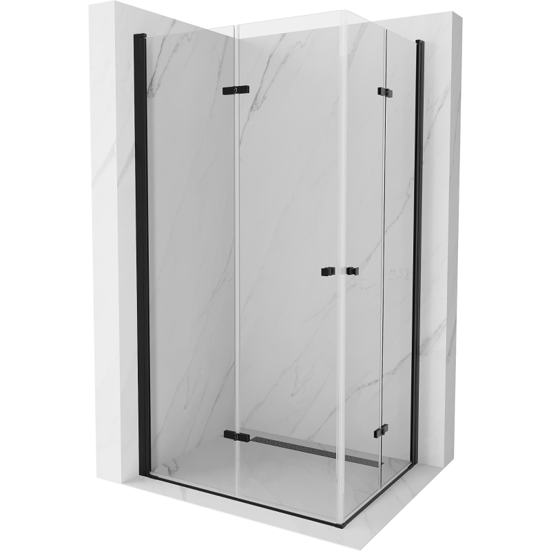 Mexen Lima Duo sulankstoma dušo kabina 80 x 70 cm, Skaidrus, Juoda - 856-080-070-70-00-02