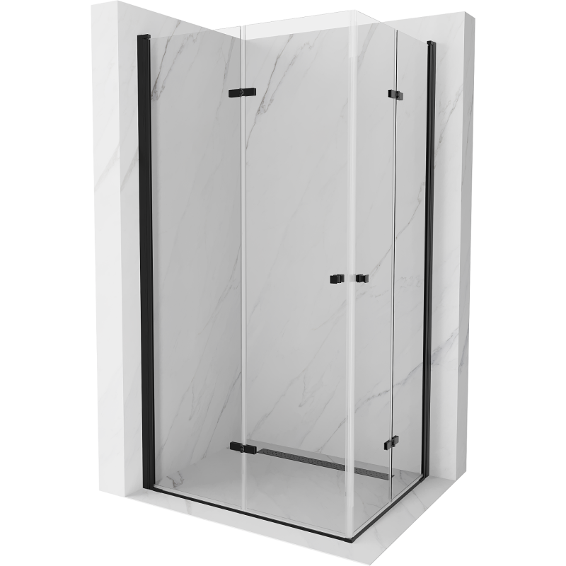 Mexen Lima Duo sulankstoma dušo kabina 90 x 80 cm, Skaidrus, Juoda - 856-090-080-70-00-02
