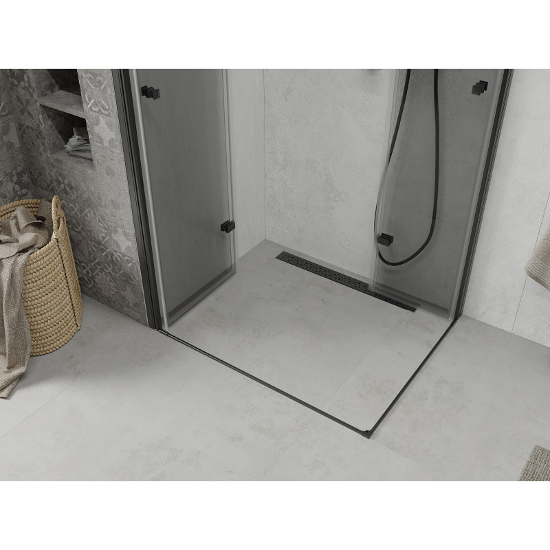 Mexen Lima Dviguba sulankstoma dušo kabina 100 x 90 cm, skaidri, juoda - 856-100-090-70-00-02