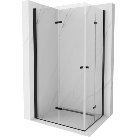 Mexen Lima Dviguba sulankstoma dušo kabina 100 x 90 cm, skaidri, juoda - 856-100-090-70-00-02