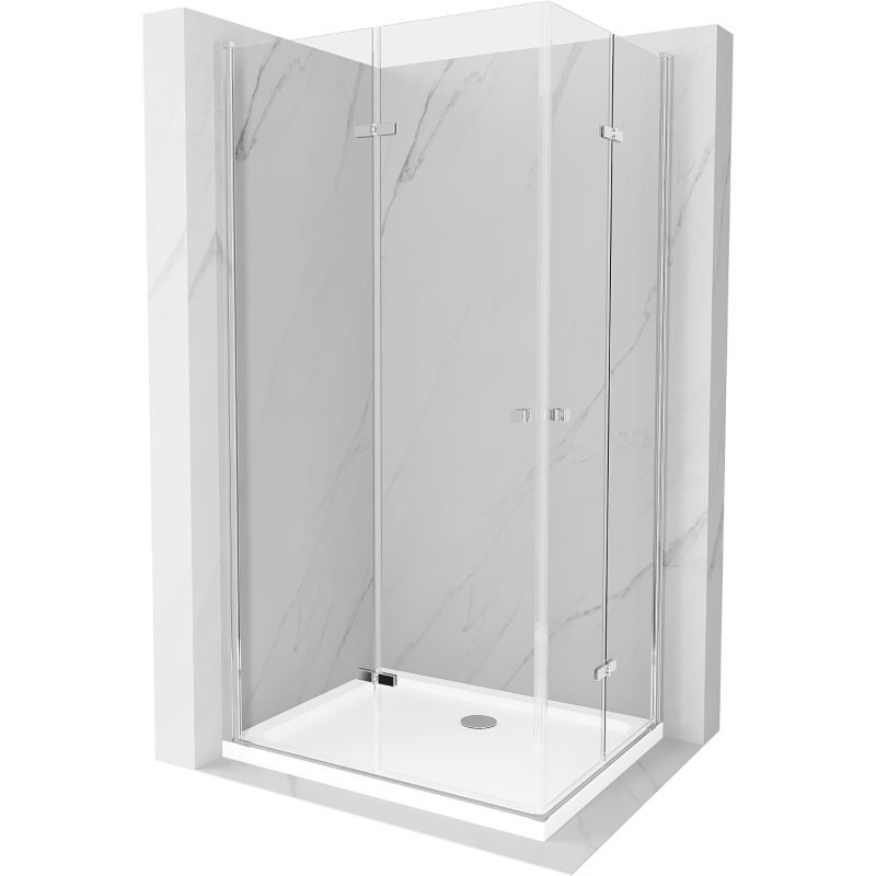 Mexen Lima Duo sulankstoma dušo kabina 80 x 70 cm, Skaidrus, Chromo + dušo padėklas Flat - 856-080-070-01-02-4010
