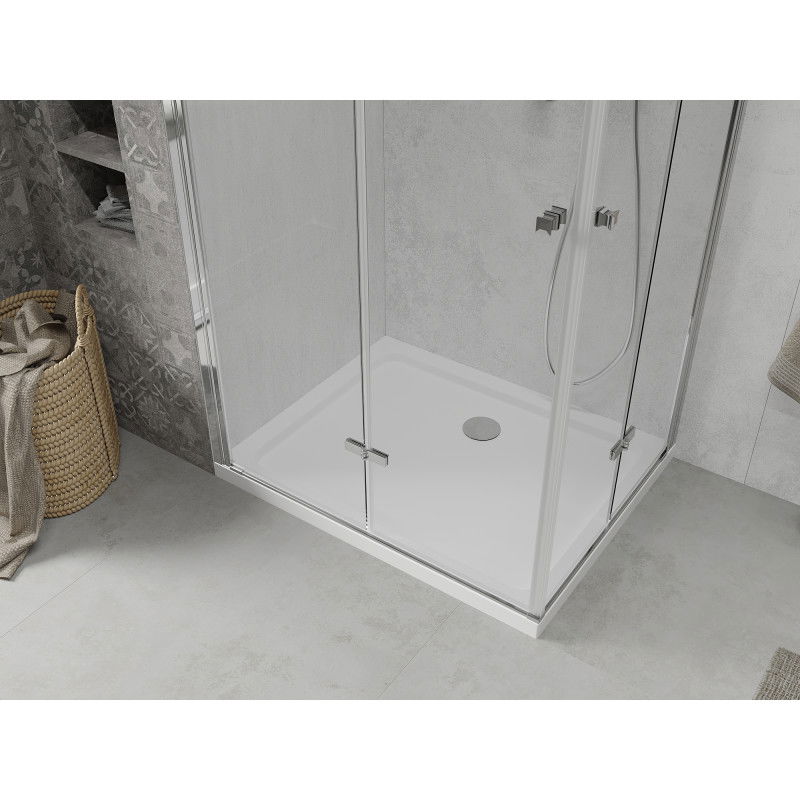 Mexen Lima Duo sulankstoma dušo kabina 80 x 70 cm, skaidri, chromas + padas Flat - 856-080-070-01-02-4010