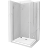 Mexen Lima Dviguba sulankstoma dušo kabina 90 x 80 cm, skaidri, chromuota + plokščias padėklas - 856-090-080-01-02-4010
