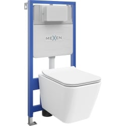 Mexen Cube potinkinis WC rinkinys, Fenix Slim rėmas su WC dubeniu ir lėtai nuleidžiama dangtimi, baltas blizgus - 61030924000