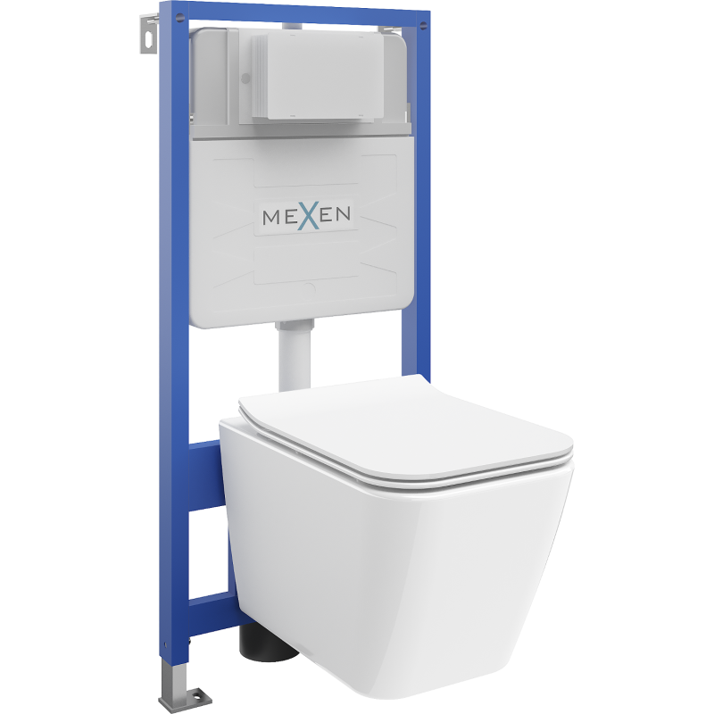 Mexen potinkinis tualeto komplektas Fenix Slim su WC Cube dubeniu ir lėtai nusileidžiančiu dangčiu, balta blizgi - 61030924000
