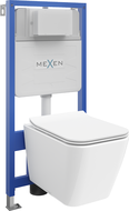 Mexen Cube potinkinis WC rinkinys, Fenix Slim rėmas su WC dubeniu ir lėtai nuleidžiama dangtimi, baltas blizgus - 61030924000