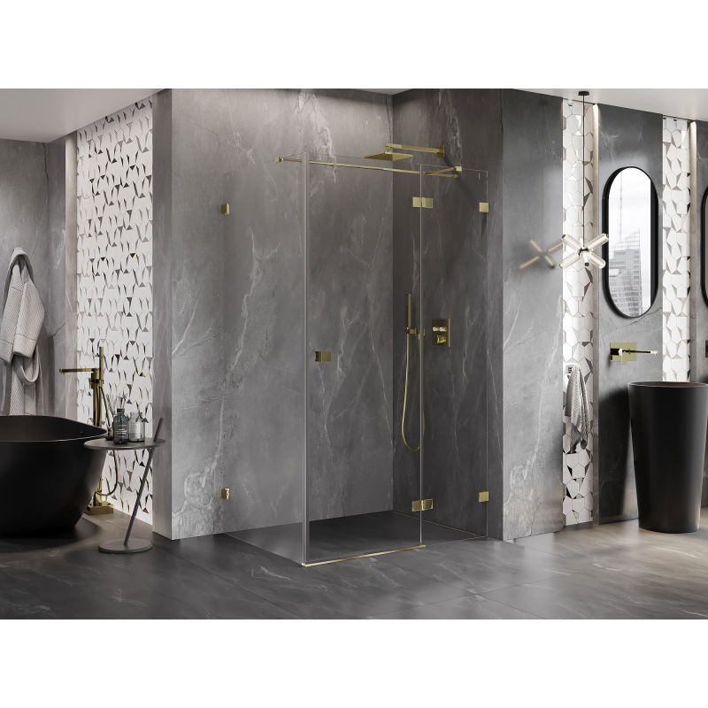 Mexen Lunar T rakinė dešinė dušo kabina 70 x 120 cm, permatoma, auksinė - 834T-070-120-50-00-P