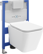 Mexen potinkinis WC komplektas Fenix XS-F su WC kubo formos dubeniu ir lėtai nusileidžiančiu dangčiu, blizgus baltas - 68030924?