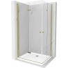 Mexen Lima Duo sulankstoma dušo kabina 80 x 70 cm, Skaidrus, Auksinė + dušo padėklas Flat - 856-080-070-50-02-4010G