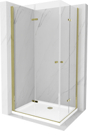 Mexen Lima Duo sulankstoma dušo kabina 100 x 90 cm, Skaidrus, Auksinė + dušo padėklas Flat - 856-100-090-50-02-4010G