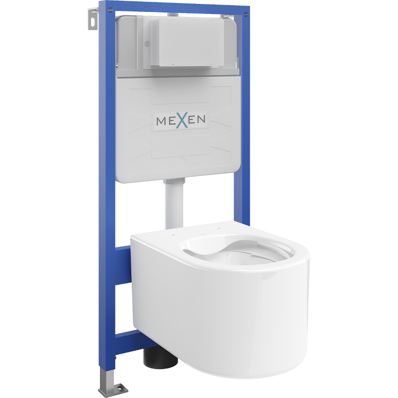 Mexen paslėptas WC komplektas Fenix Slim su pakabinamu WC puodu Sofia, baltas blizgus - 6103354XX00