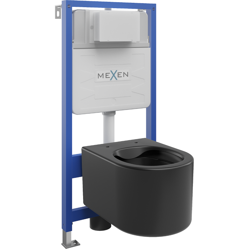 Mexen paslėptas WC rėmo stelažas Fenix Slim su Sierra WC puodu, juoda matinė - 6103354XX85