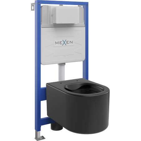 Mexen paslėptas WC rėmo stelažas Fenix Slim su Sierra WC puodu, juoda matinė - 6103354XX85