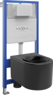Mexen paslėptas WC rėmo stelažas Fenix Slim su Sierra WC puodu, juoda matinė - 6103354XX85