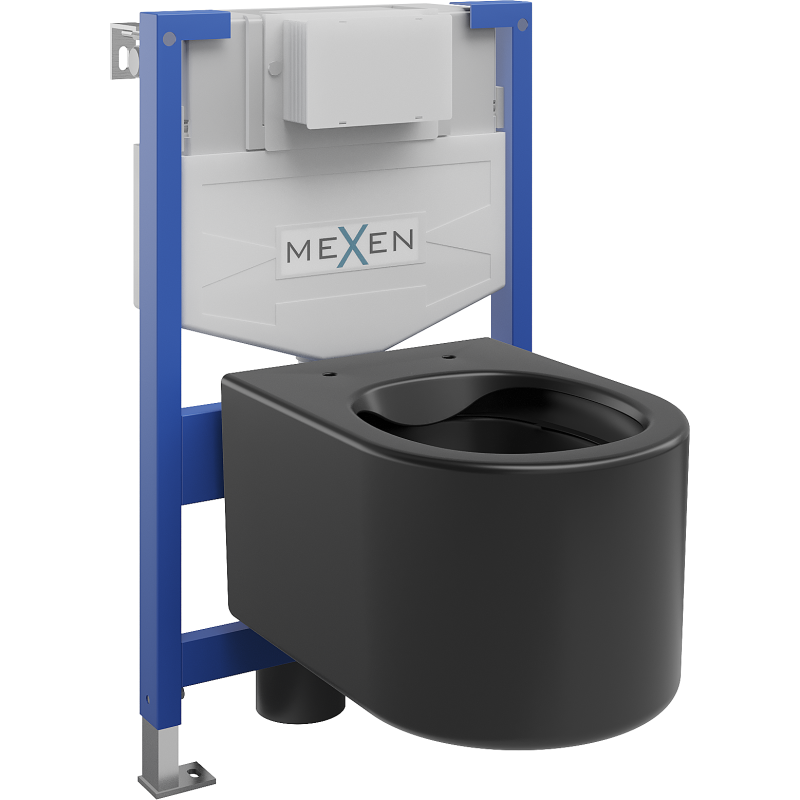 Mexen pakabinamo tualeto komplektas Fenix XS-F su WC dubeniu Sofia, juodos matinės spalvos - 6803354XX85