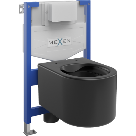 Mexen potinkinio tualeto rinkinys stelažas Fenix XS-F su WC dubeniu Sofia, juoda matinė - 6803354XX85