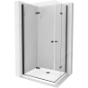 Mexen Lima Duo sulankstoma dušo kabina 90 x 80 cm, skaidri, juoda + Flat padėklas - 856-090-080-70-02-4010B