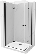 Mexen Lima Duo sulankstoma dušo kabina 90 x 80 cm, Skaidrus, Juoda + dušo padėklas Flat - 856-090-080-70-02-4010B
