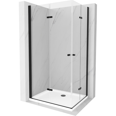 Mexen Lima Duo sulankstoma dušo kabina 100 x 90 cm, Skaidrus, Juoda + dušo padėklas Flat - 856-100-090-70-02-4010B