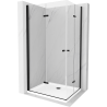 Mexen Lima Duo sulankstoma dušo kabina 100 x 90 cm, Skaidrus, Juoda + dušo padėklas Flat - 856-100-090-70-02-4010B