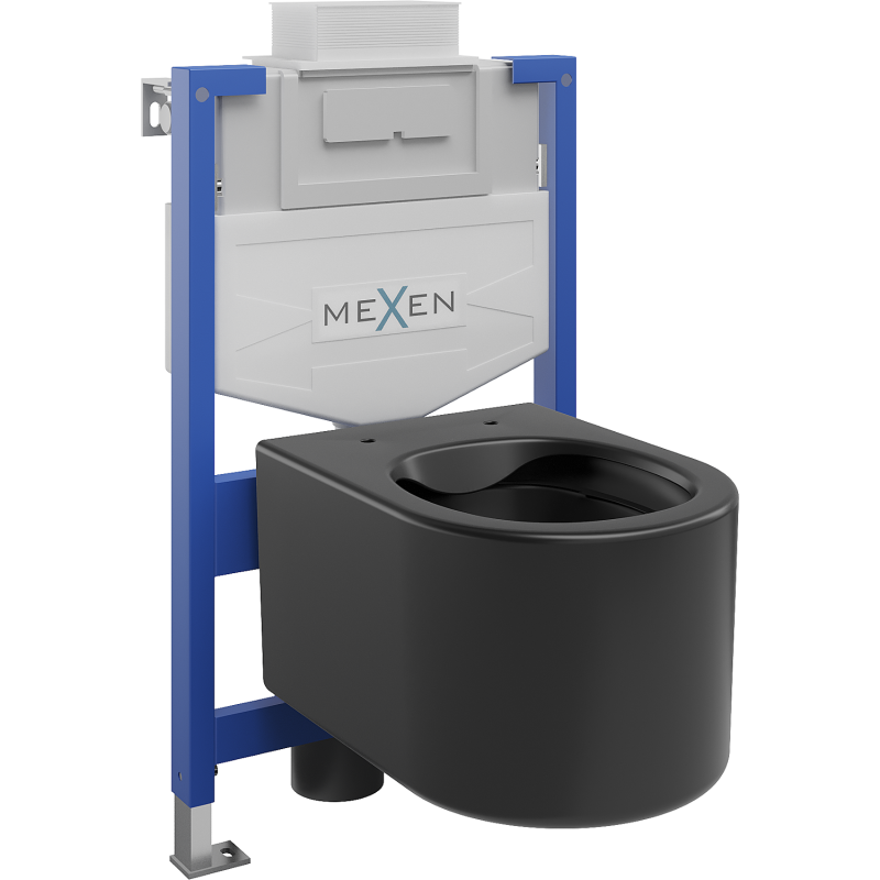 Mexen įmontuojamas WC rinkinys Fenix XS-U su WC dubeniu Sofia, juodas matinis - 6853354XX85