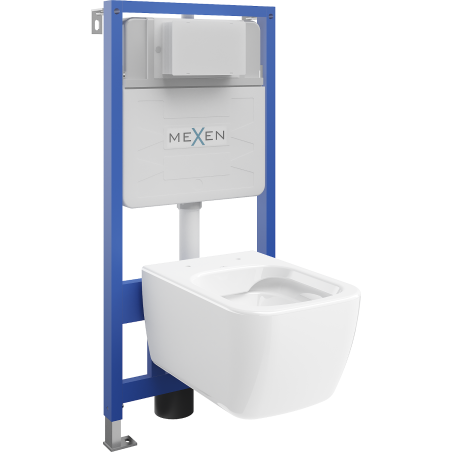 Mexen Stella paslėptas tualeto komplektas su stelažu Fenix Slim ir WC puodu, baltas blizgus - 6103368XX00