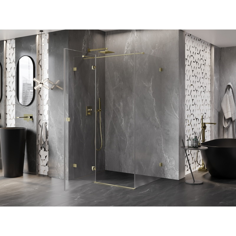 Mexen Lunar T kairė pusė atveriama dušo kabina 70 x 90 cm, skaidri, auksinė šlifuota - 834T-070-090-55-00-L