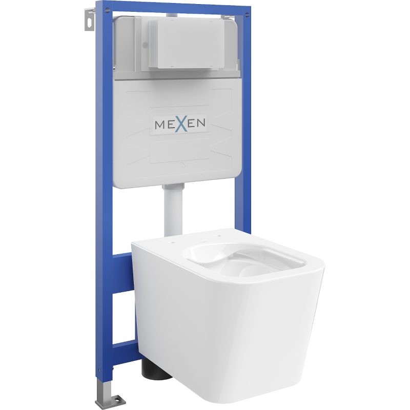 Mexen potinkinis WC komplektas Fenix Slim su Teo WC dubeniu, blizgi baltos spalvos - 6103385XX00