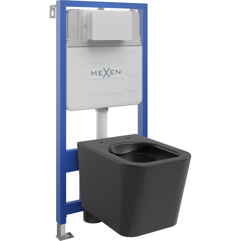 Mexen potinkinis WC rėmo komplektas Fenix Slim su WC dubeniu Teo, juodas matinis - 6103385XX85