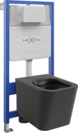 Mexen Teo potinkinė WC rėmo sistema Fenix Slim su WC dubeniu, juodas matinis - 6103385XX85