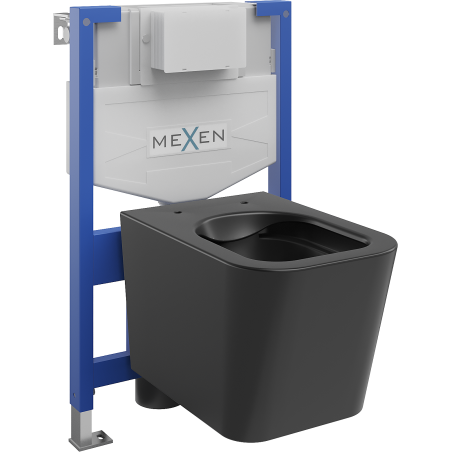 Mexen Teo paslėptas WC rėmo rinkinys Fenix XS-F su WC dubeniu, juodas matinis - 6803385XX85