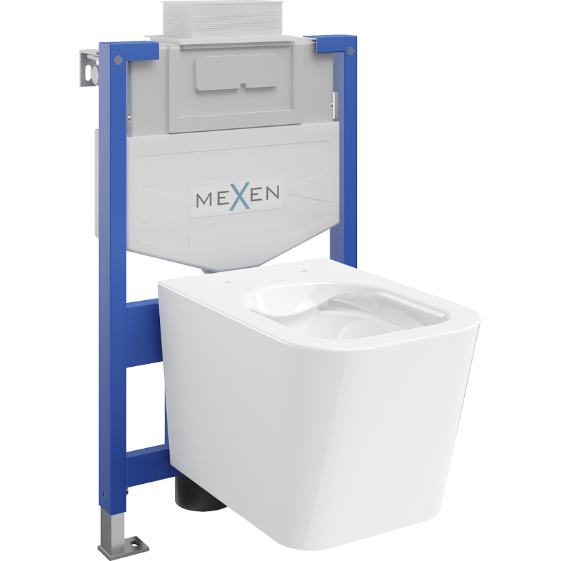 Mexen įmontuojamas WC komplektas stelažas Fenix XS-U su WC Teo dubuo, blizgus baltas - 6853385XX00