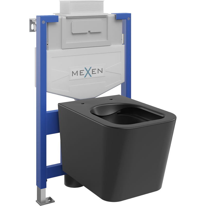 Mexen Teo paslėptas WC rinkinys su rėmu Fenix XS-U su WC dubeniu, juodas matinis - 6853385XX85